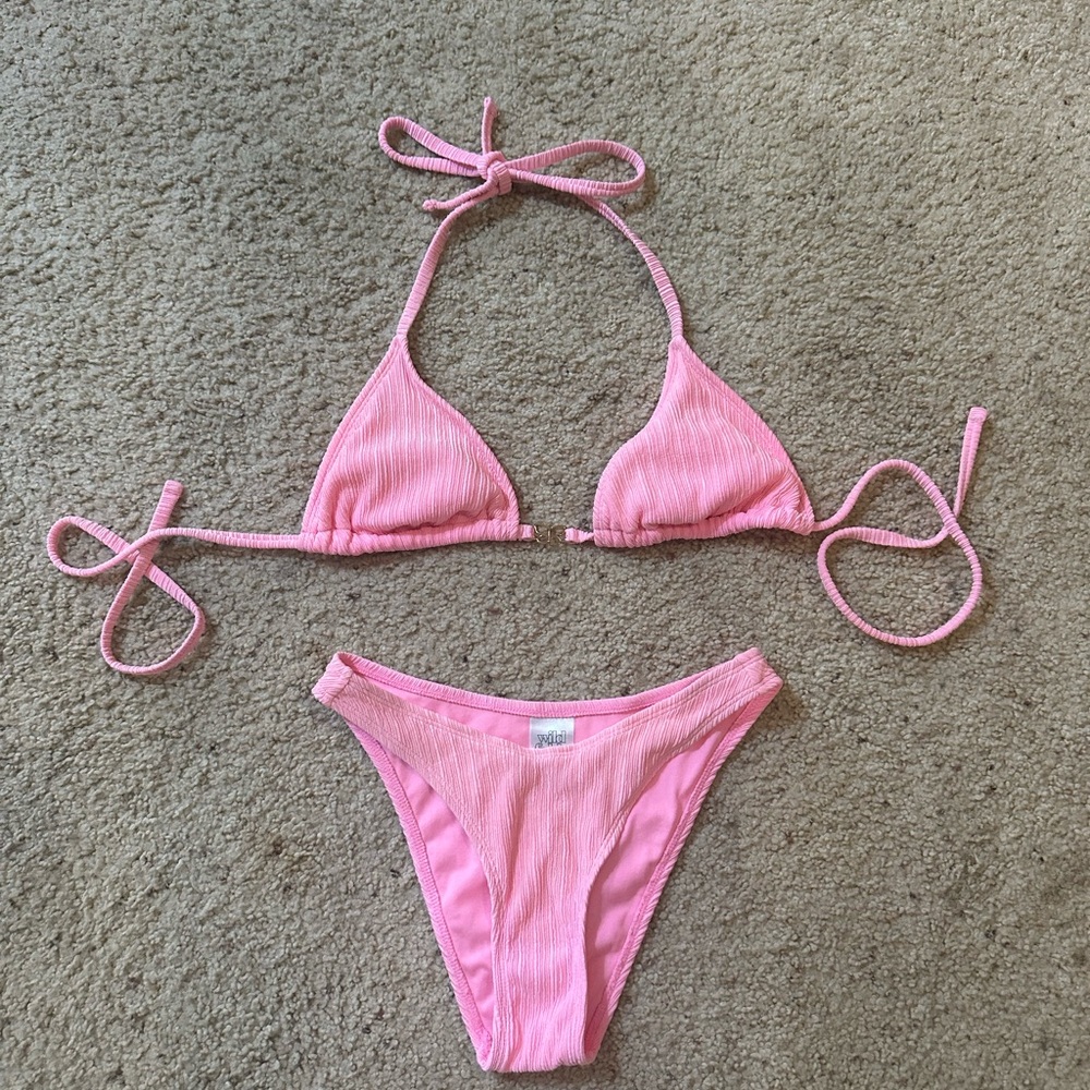 Target Pink Ribbed Swimsuit Set